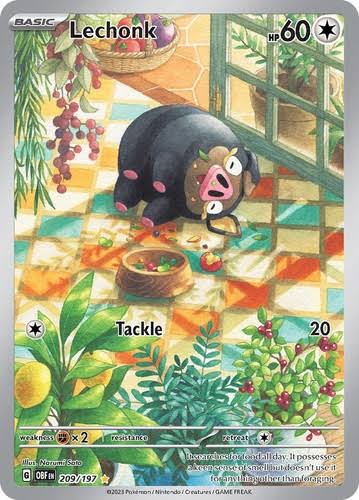Lechonk 209/197 Illustration Rare Near Mint - Scarlet and Violet Obsidian Flames