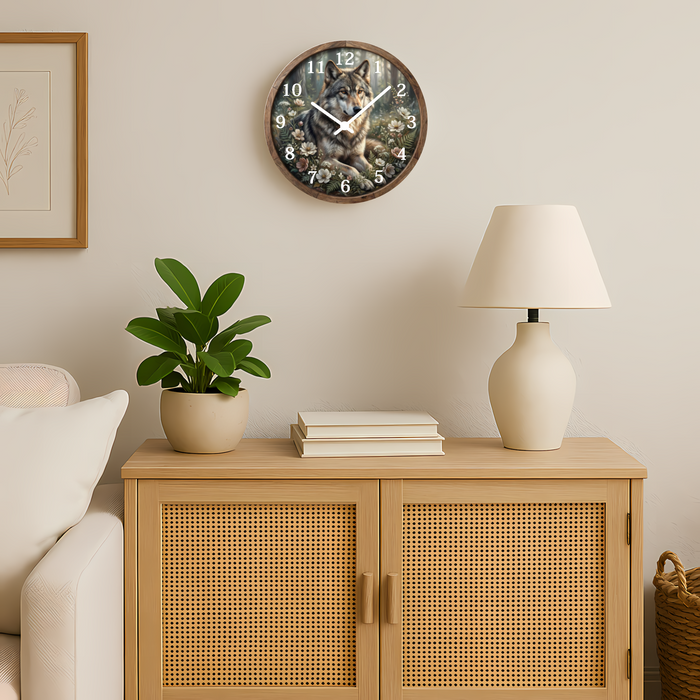 Majestic Wolf Woodland Wall Clock