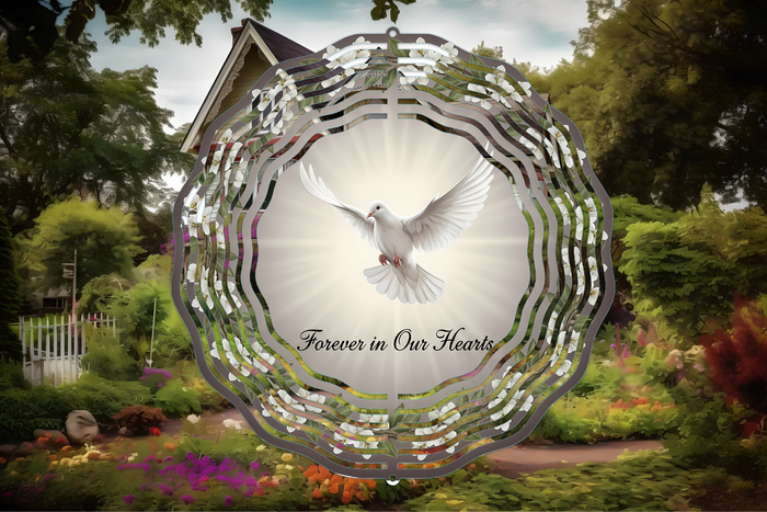 Memorial Wind Spinner – Forever In Our Hearts Dove Garden Wind Spinner Sympathy Gift