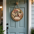 Raccoon Christmas door round