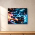 Neon Sports Car aluminum sign in a room mockup