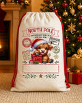 North Pole Teddy Bear Personalized Santa Sack canvas gift sack