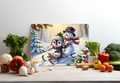 Penguin & Snowman Winter Sled Glass Cutting Board