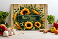 Personalized Sunflower Kitchen Glass Cutting Board – Custom Name Farmhouse Decor