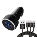 PowerPro 2 Port QC+QC Car Charger with Multifunction USB Cable