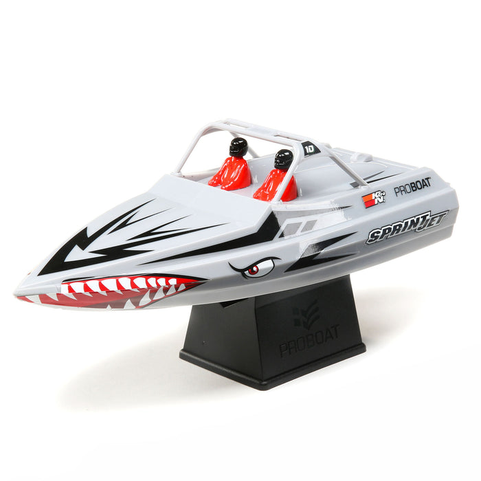 Pro Boat Sprintjet 9 Silver - hero shot on display stand