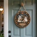 Pumpkin kisses ghostly wishes door round