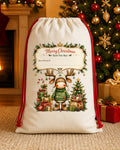 Rustic Christmas Gnome Personalized Santa Sack canvas gift sack