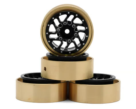 Samix Aluminum/Brass 1.0" Beadlock Wheel Set for Traxxas TRX-4M w/7mm Hex (Silver) (4) (35g) (Adj. Offset)