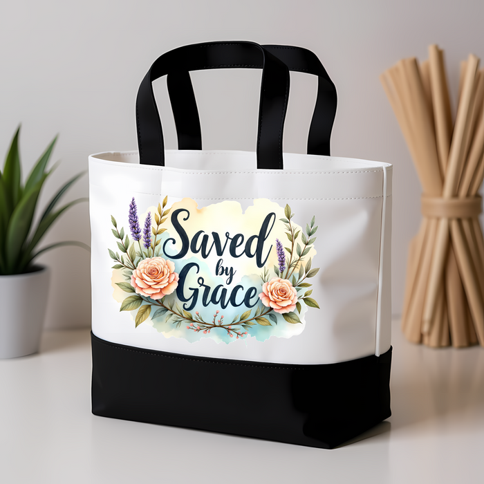 Saved by Grace Floral Tote Bag