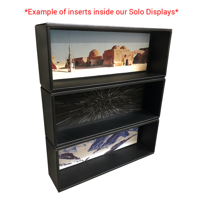 Display Geek Geekal Out of Box Custom Background Insert Funko Pop Soda Vinyl Display Case Pop Shelf Shelves vaulted kubbies star wars