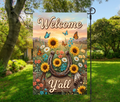Sunflower Garden Flag – Welcome Y’all Horseshoe Country Garden Flag-12 × 18 (Single-Sided)