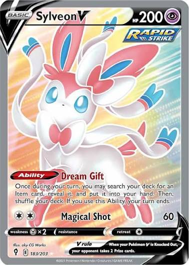 Sylveon V 183/203 Full Art Ultra Rare Evolving Skies Rounded Corners