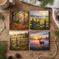 Whitetail Deer Countryside – Fine Art Ceramic Coasters (Set of 4)